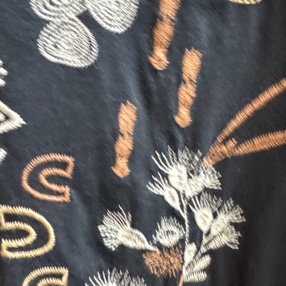 Johnny Was Black Top with Intricate Embroidery in White and Copper - Picture 5 of 6